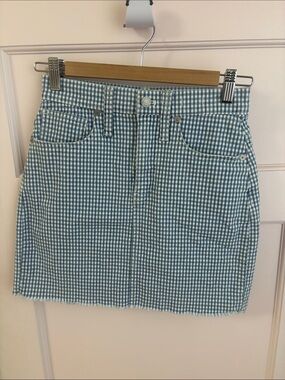 Madewell checkerboard denim skirt